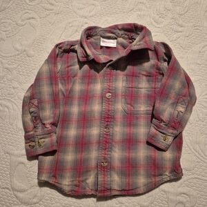 Hanna Andersson boys size 80 or 2T long sleeve plaid shirt GUC